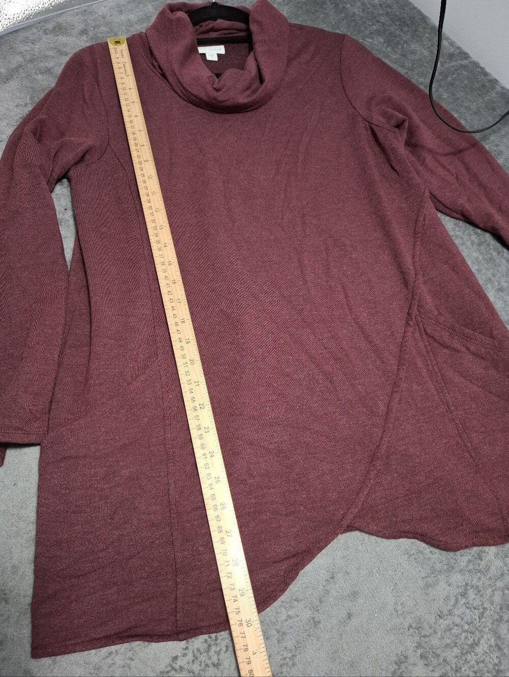 J. Jill Purejill Burgundy Cowl Neck Tunic Sweater Pockets Soft Warm Sz M - Picture 5 of 10